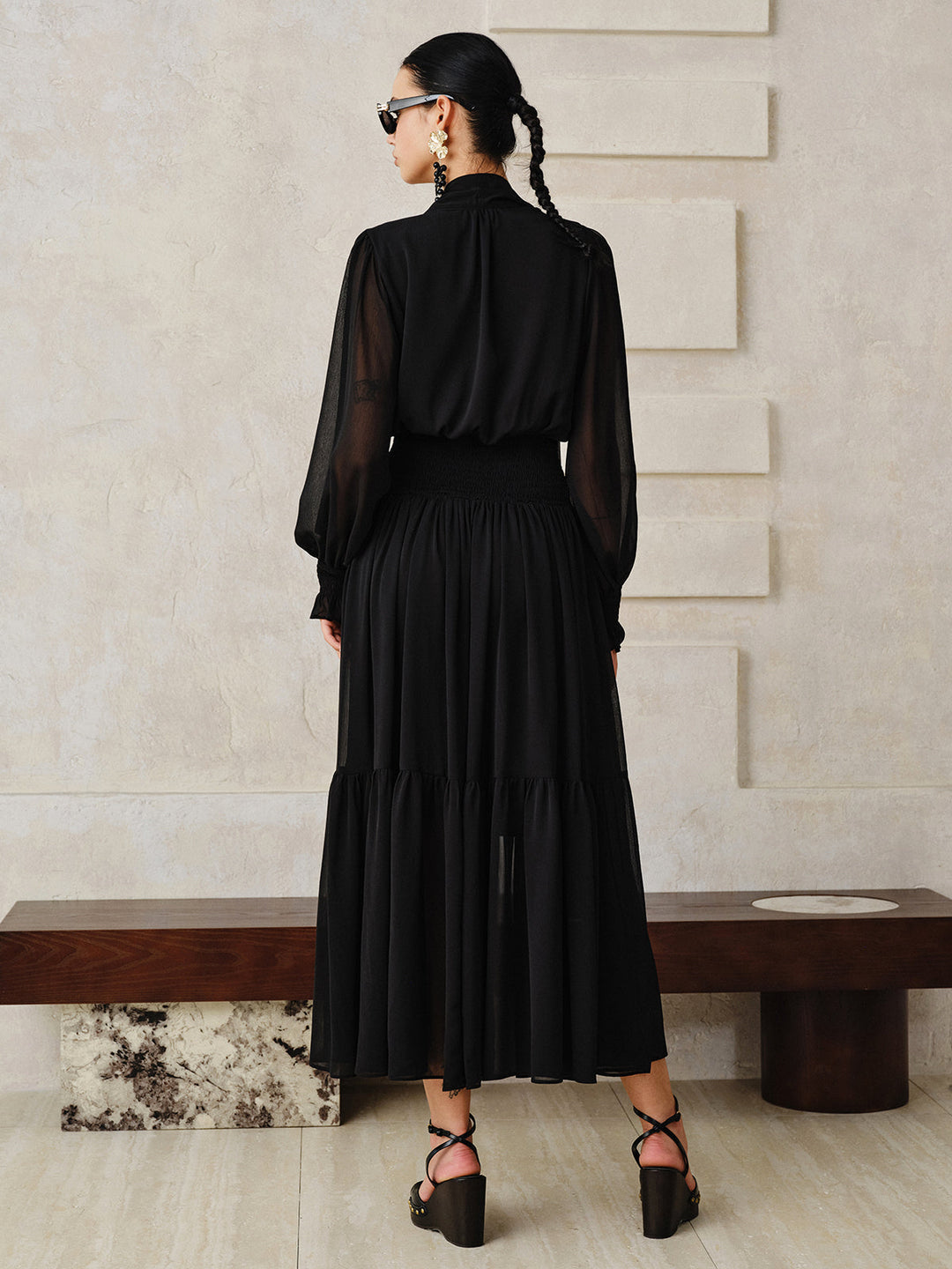 Chiffon Maxi Dresse with Scarf