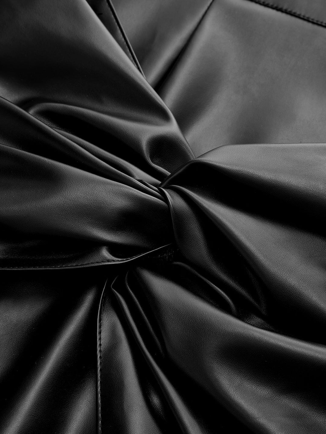 Faux Leather Twist Mini Skirt