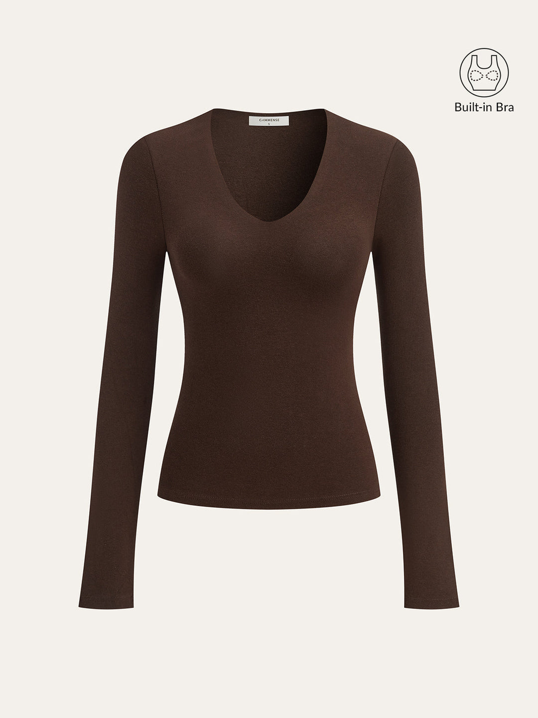 Bra-Free V-Neck Long-Sleeve Top