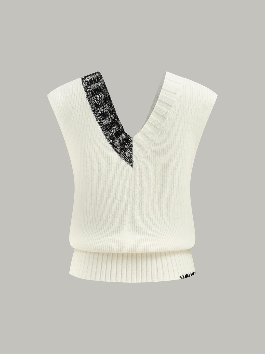 Two-Tone Reversible V-Neck Knit Vest