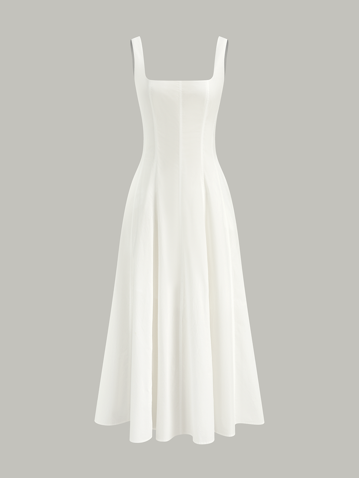 Cotton Maxi Dress with Lace-Up Back