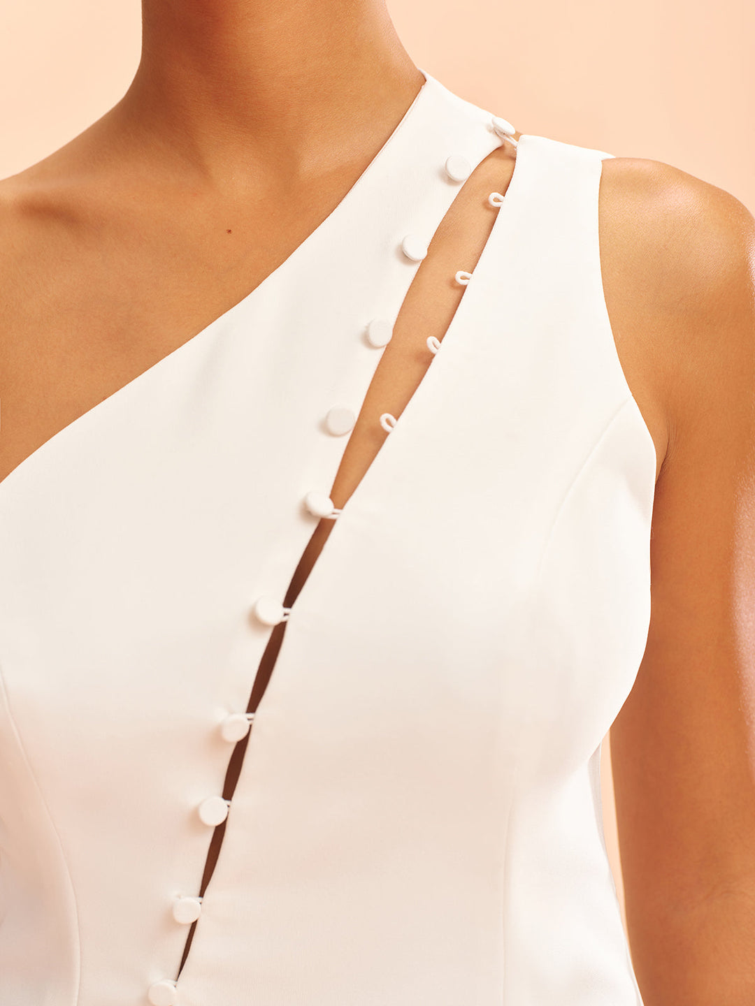 One-Shoulder Asymmetric Button Vest