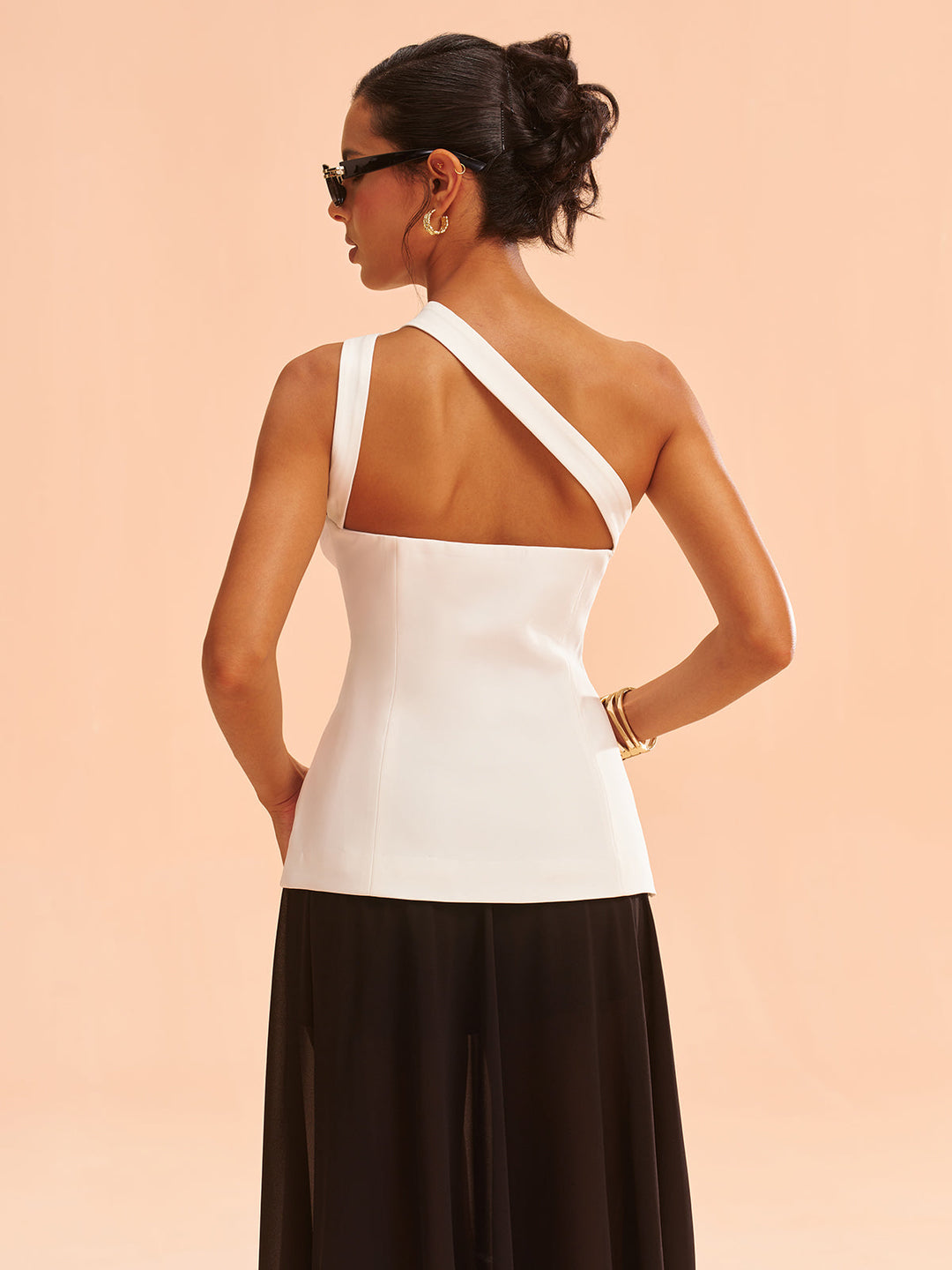 One-Shoulder Asymmetric Button Vest