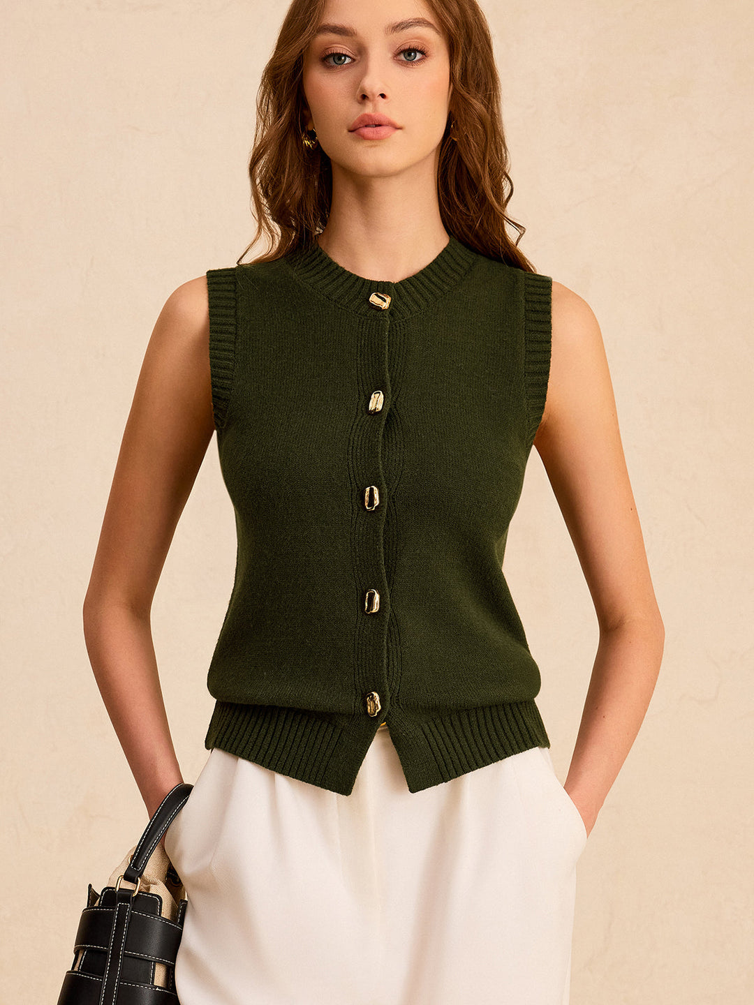 Metal Button Knit Vest