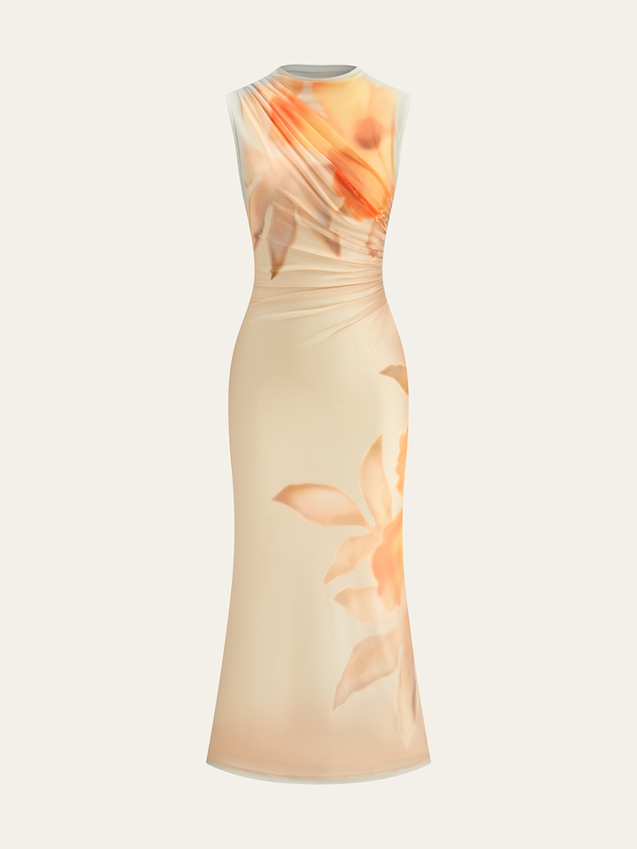 Gradient Mesh Backless Maxi Dress