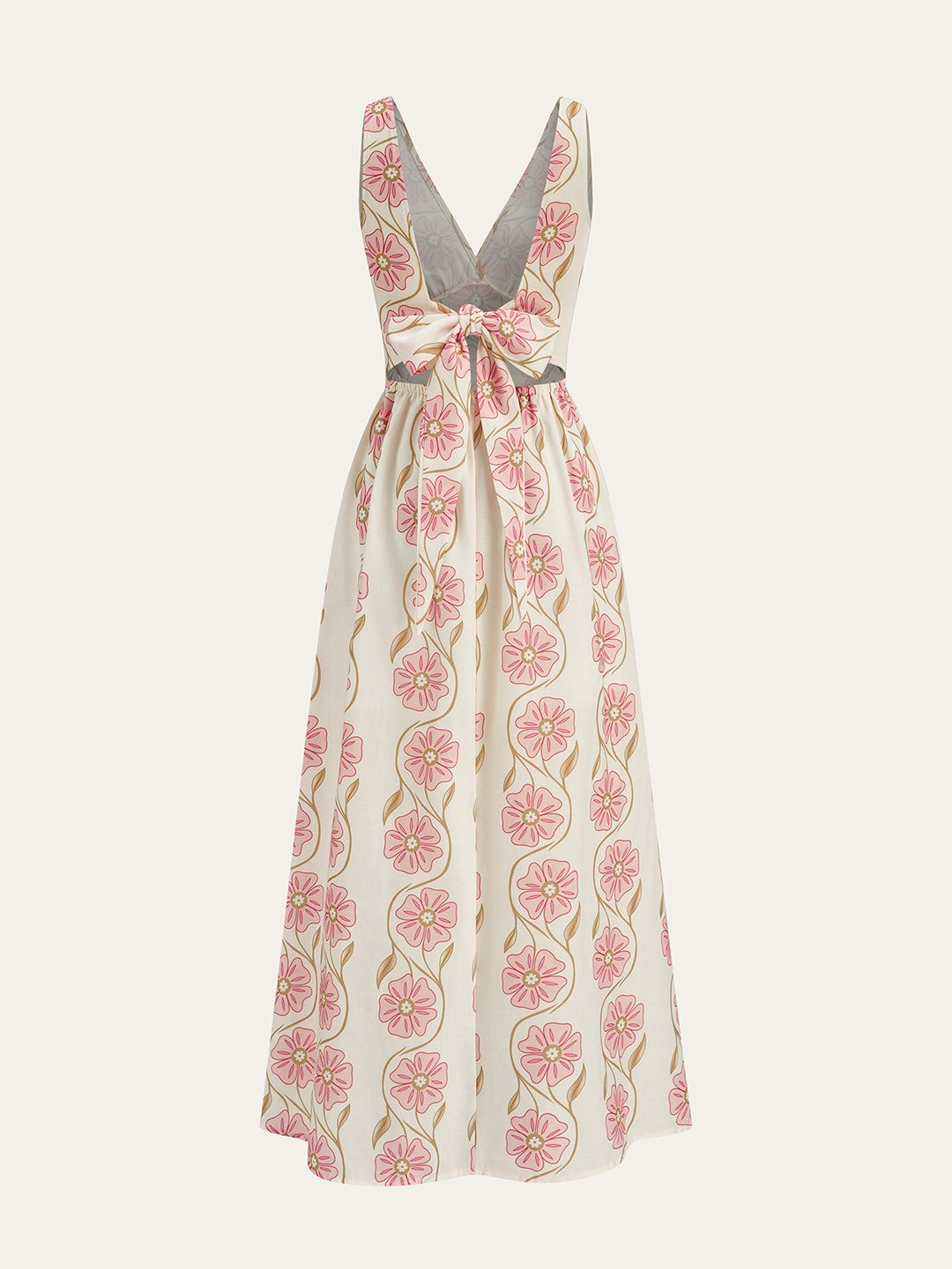 Floral Print V-Neck Backless Maxi Dress