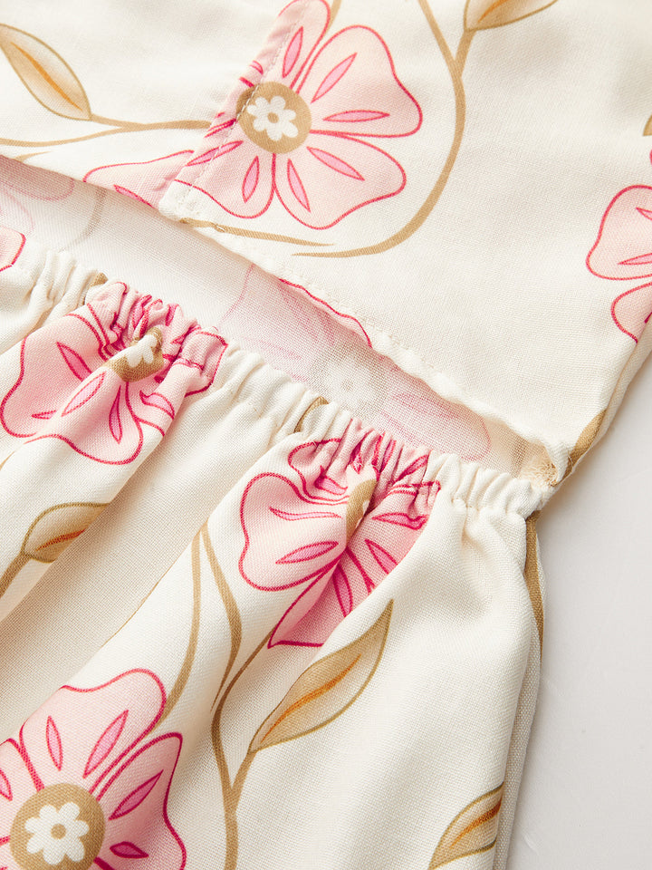 Floral Print V-Neck Backless Maxi Dress