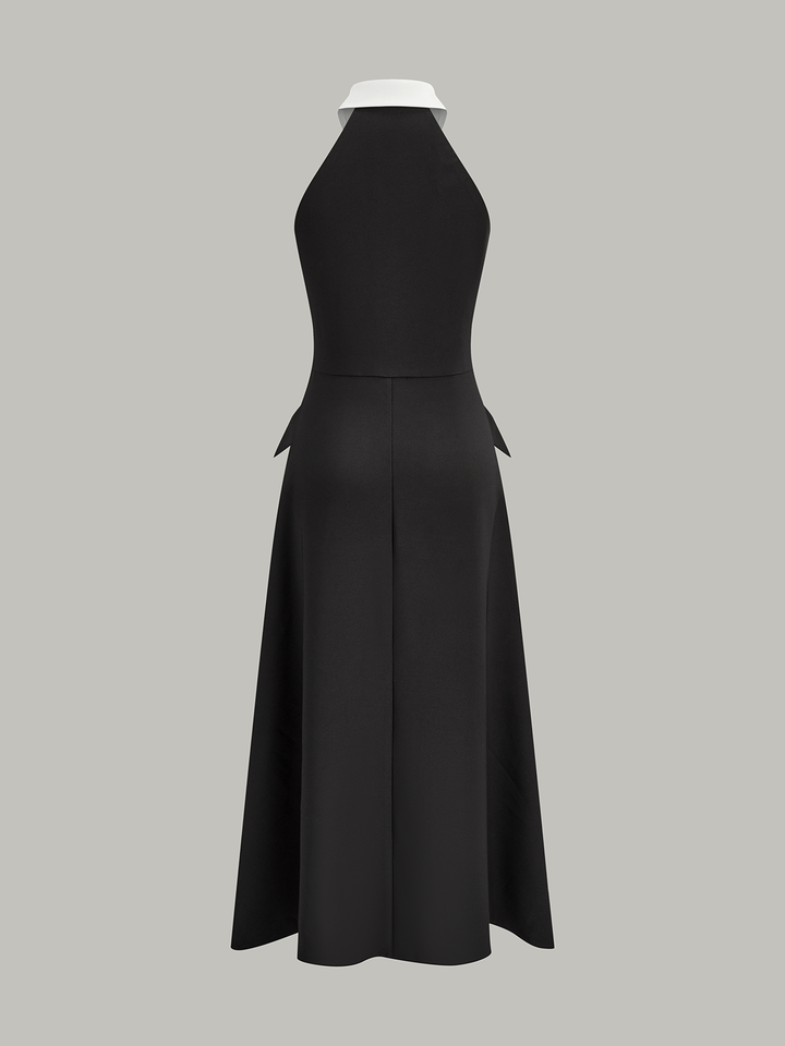 Cut-Out Contrast Collared Maxi Dress