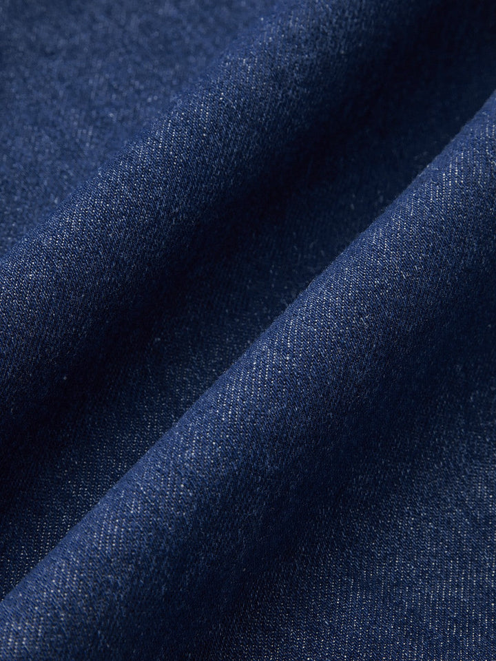 Denim Lace Trim Lapel Mini Dress