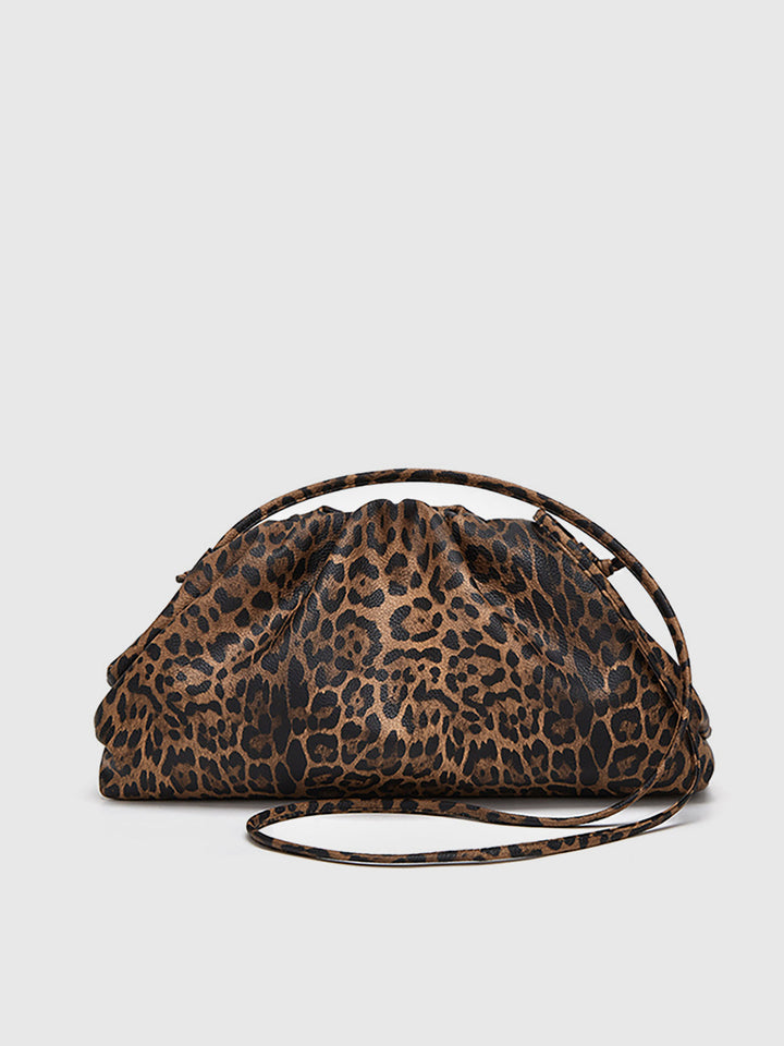 Leopard Print Ruched Cloud Bag