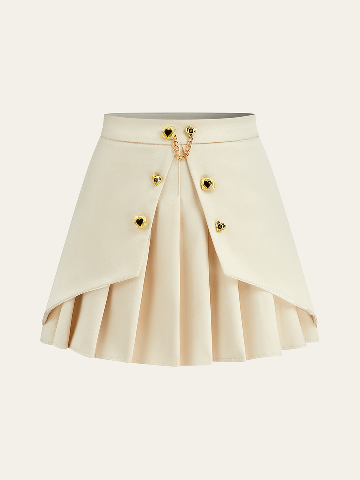 Metal Detail Pleated Mini Skirt
