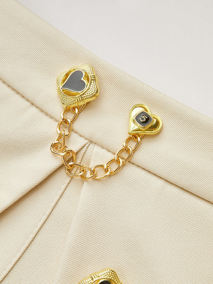 Metal Detail Pleated Mini Skirt