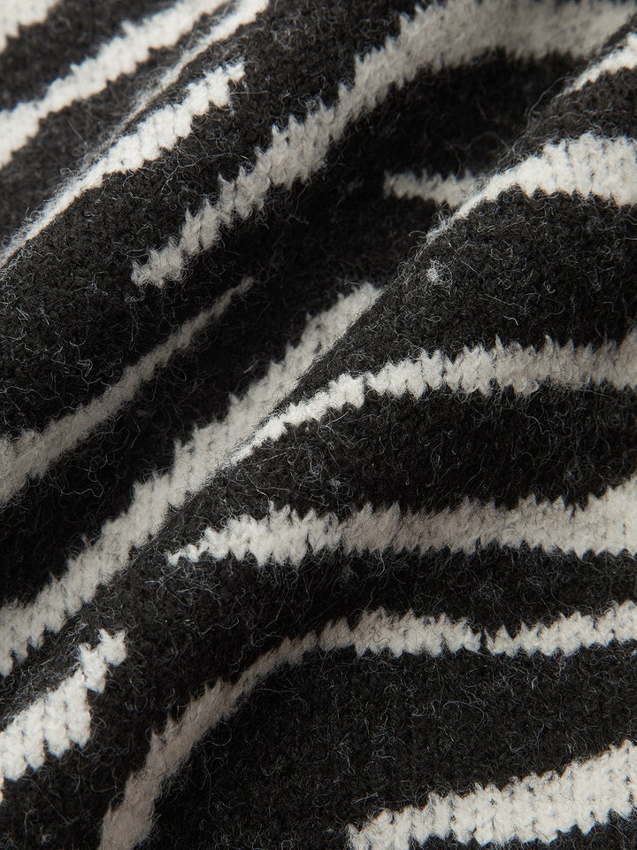 Metal Button Zebra-Striped Knit Vest