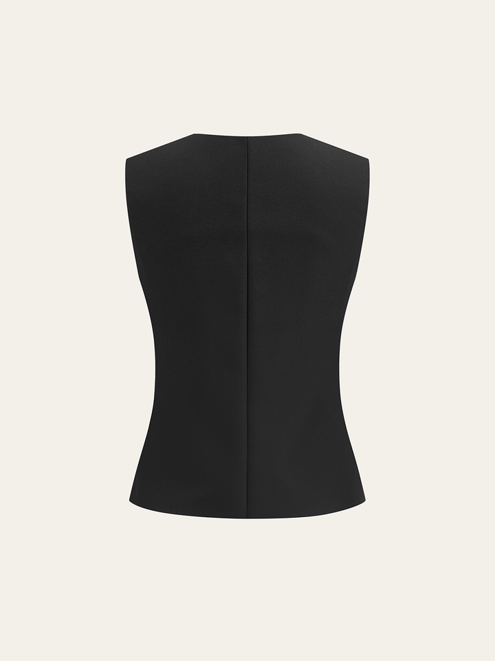 Metal Button Sleeveless Vest