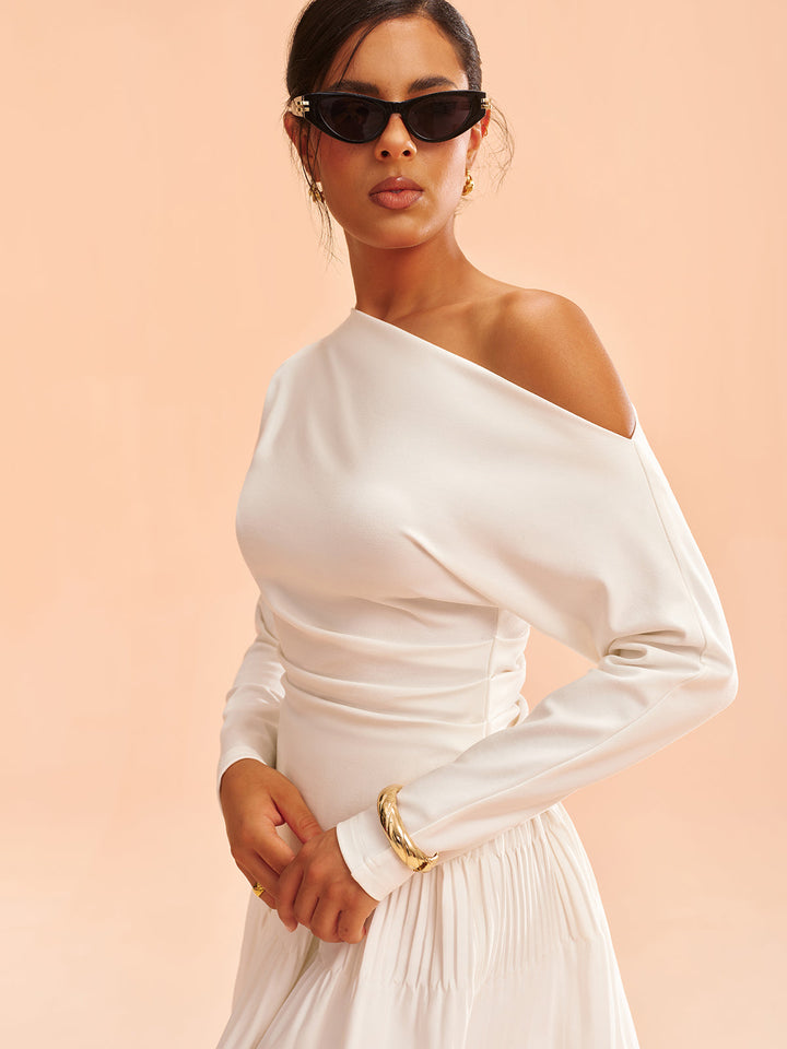 Asymmetric One-Shoulder Top and Ruffled Skirt Set