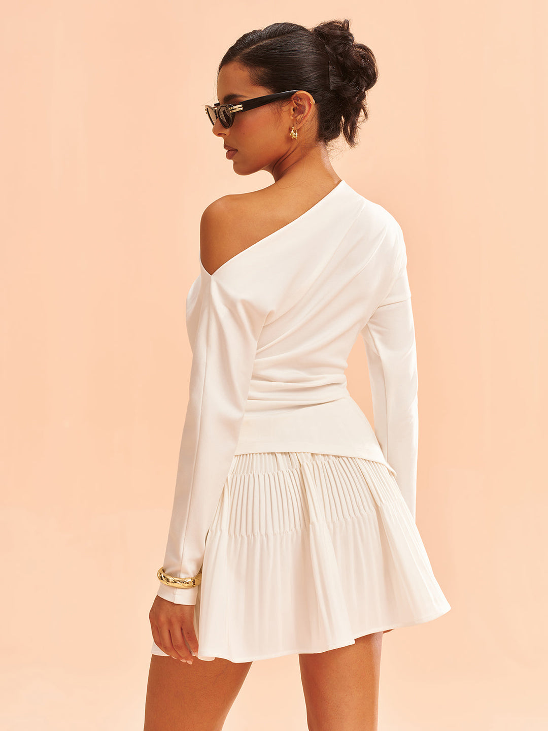 Asymmetric One-Shoulder Top and Ruffled Skirt Set