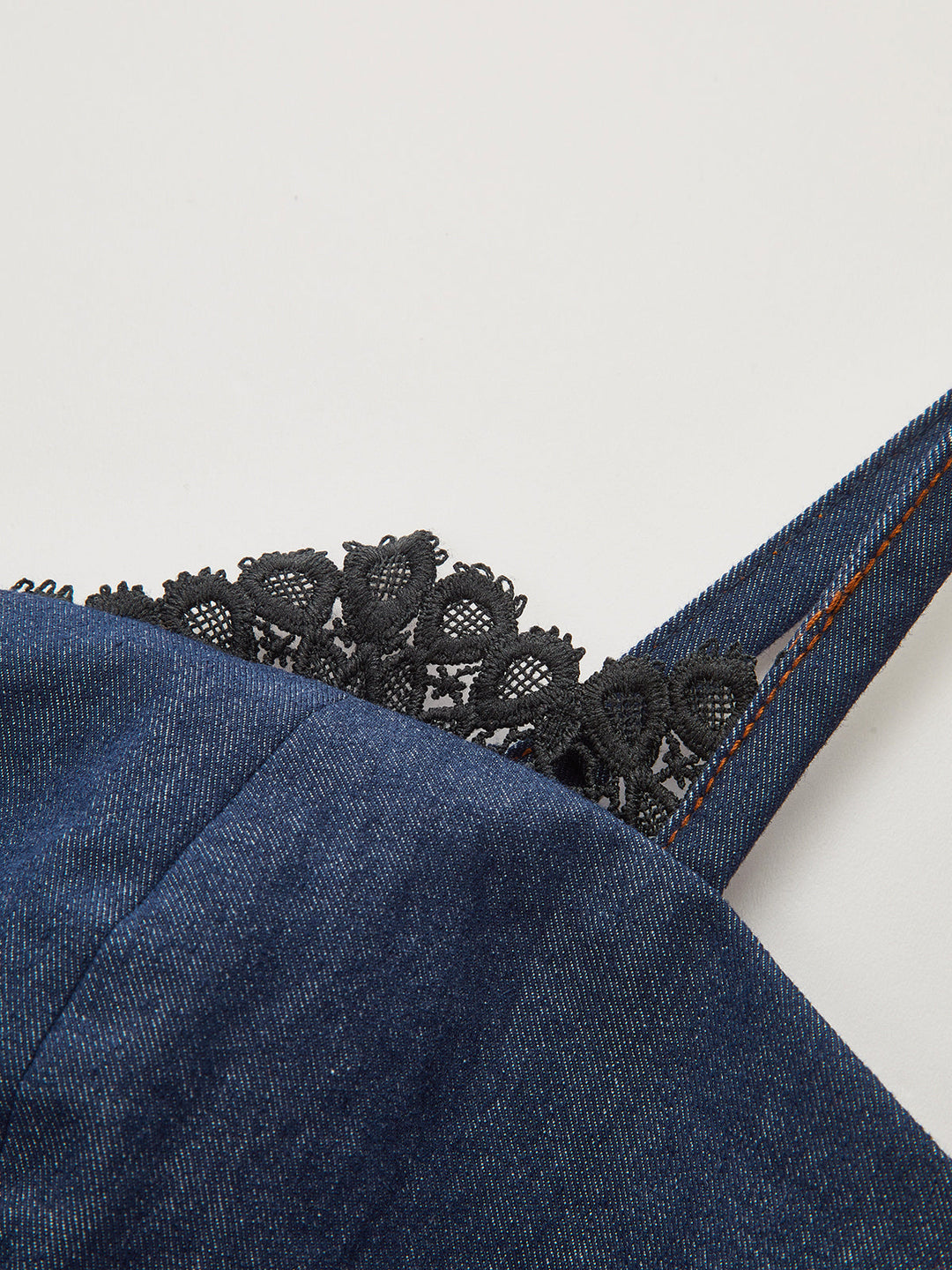 Lace Trim Denim Cami Maxi Dress