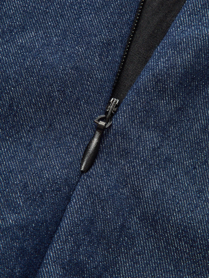 Lace Trim Denim Cami Maxi Dress