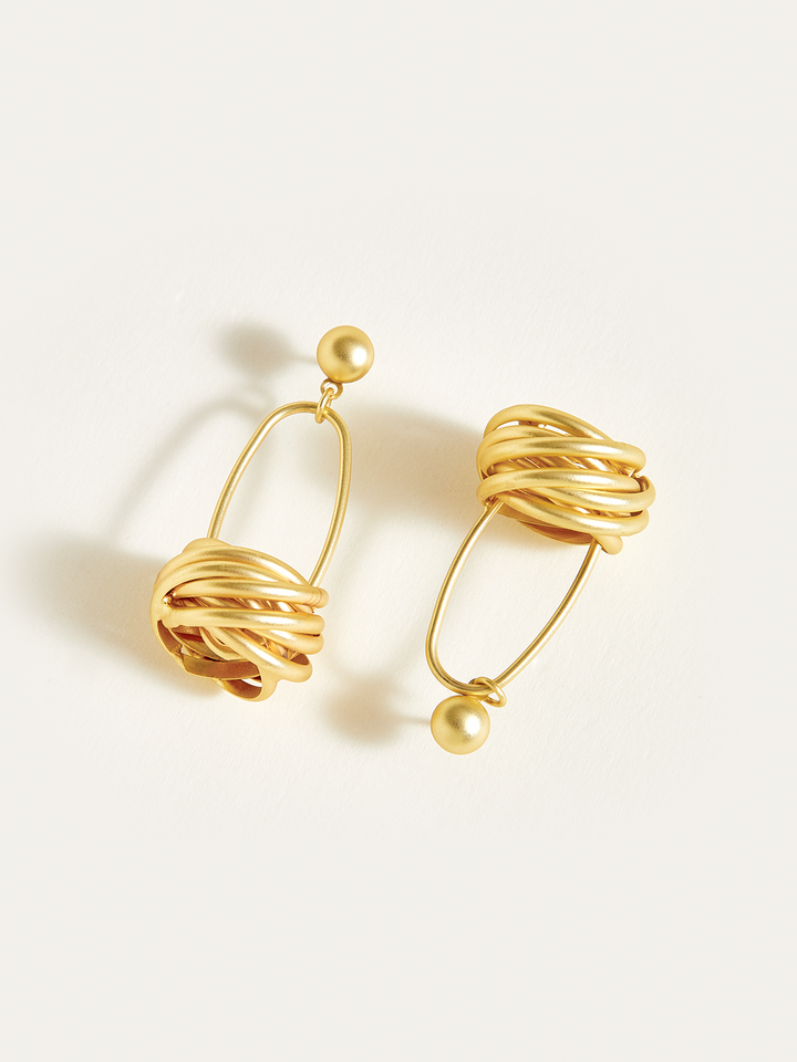 Golden Basket Drop Earrings