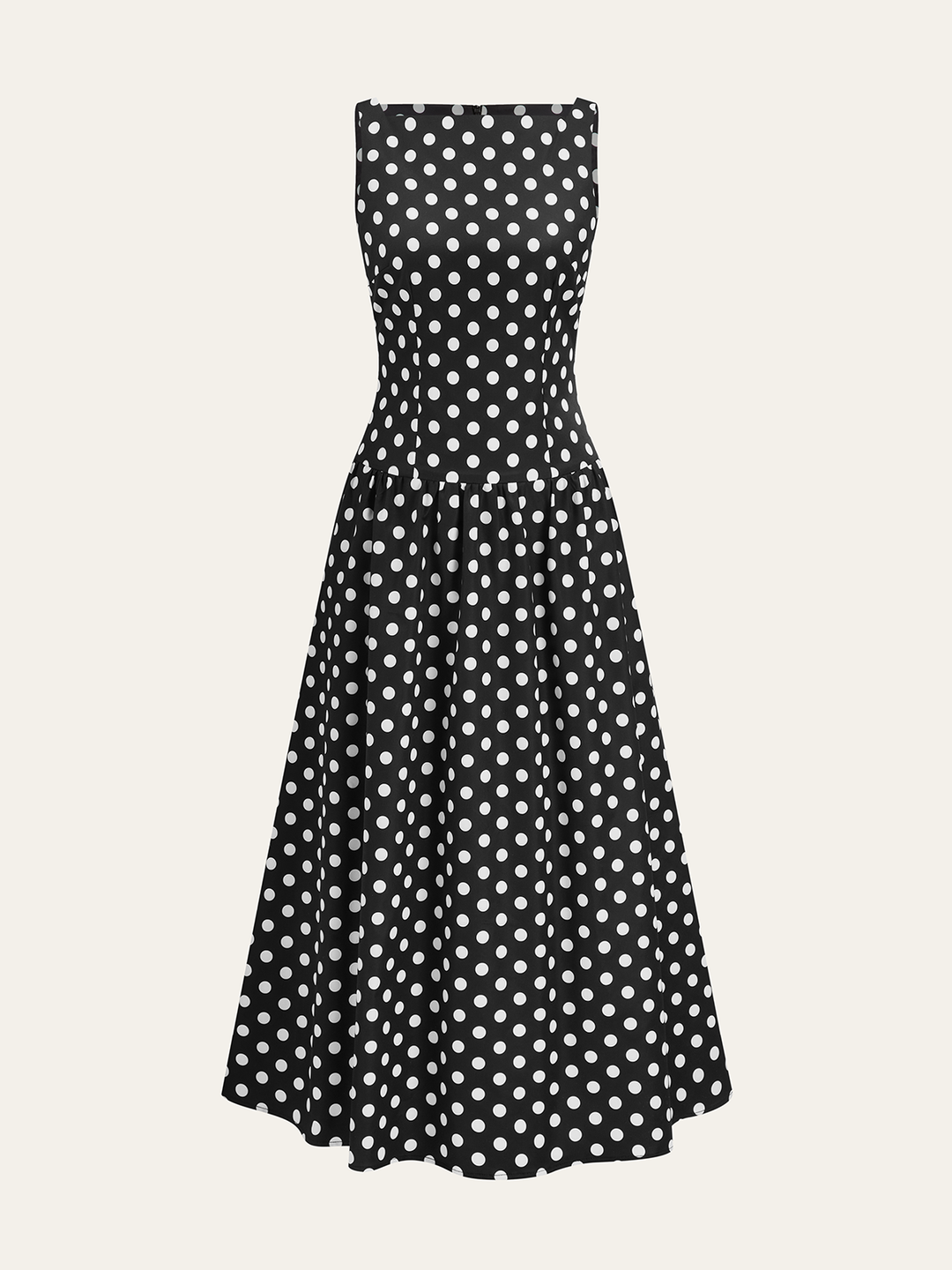 Polka Dot Sleeveless Midi Dress