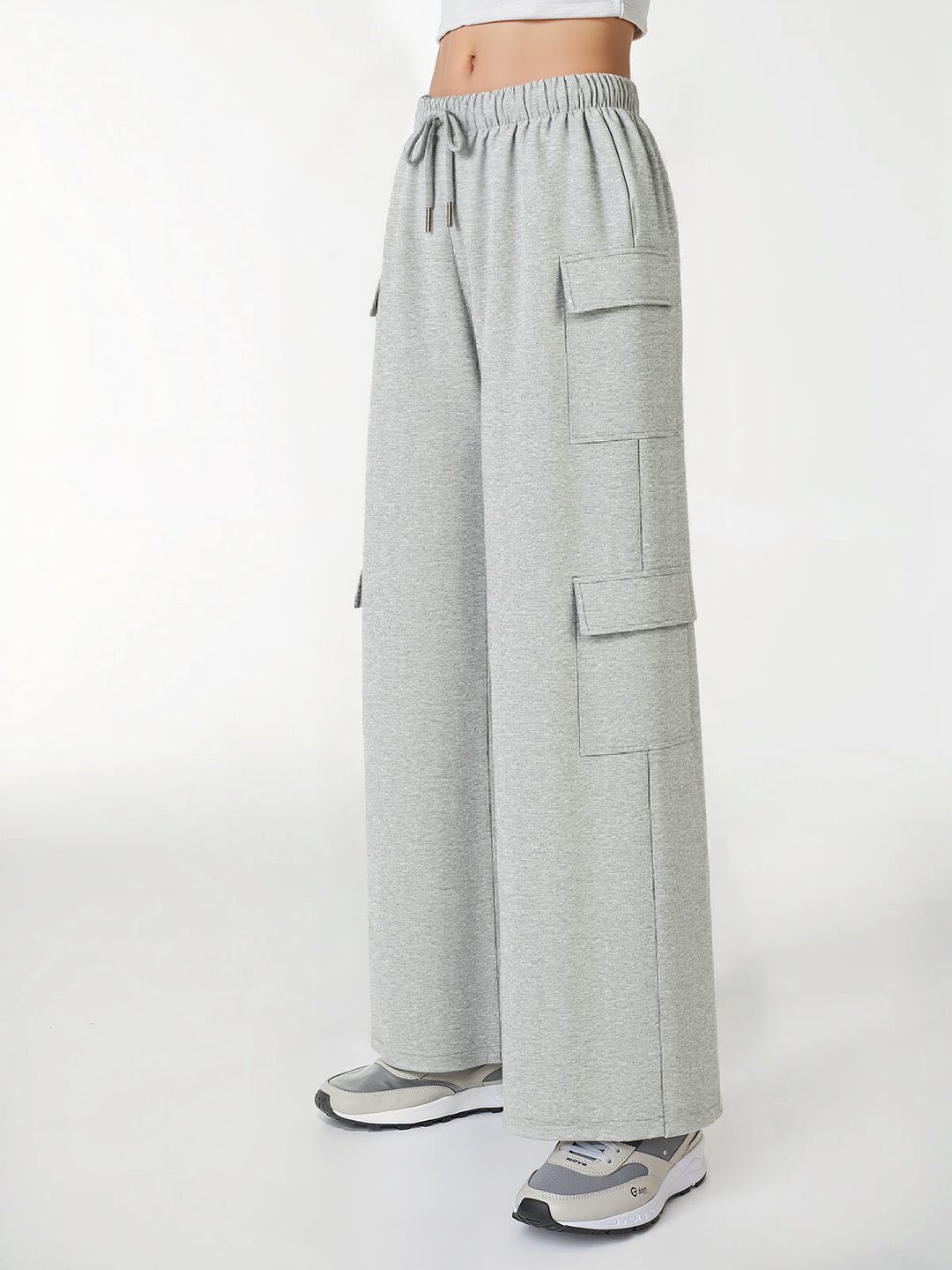 Drawstring Waist Wide Leg Cargo Pants