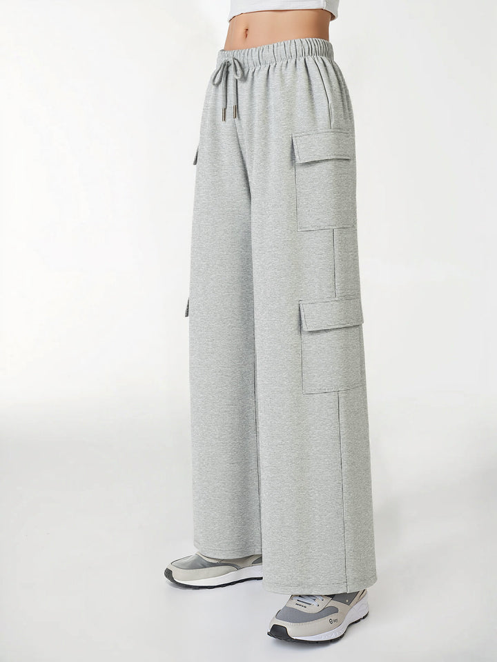 Drawstring Waist Wide Leg Cargo Pants