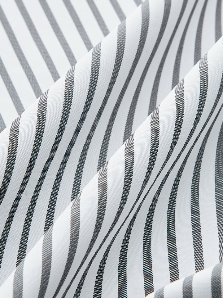 Cinched Waist Striped Button Shirt