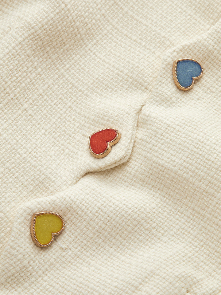 Colorful Heart Button Cropped Blazer