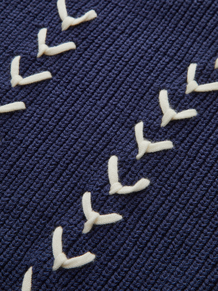 Zip Collared Knit Vest with Stitch Detailing