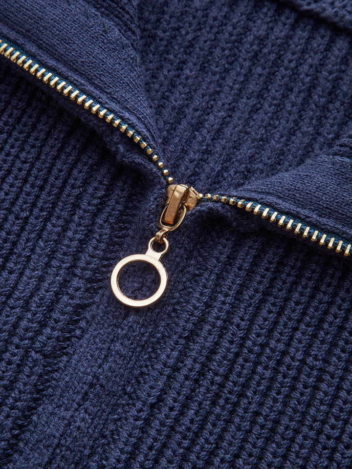 Zip Collared Knit Vest with Stitch Detailing