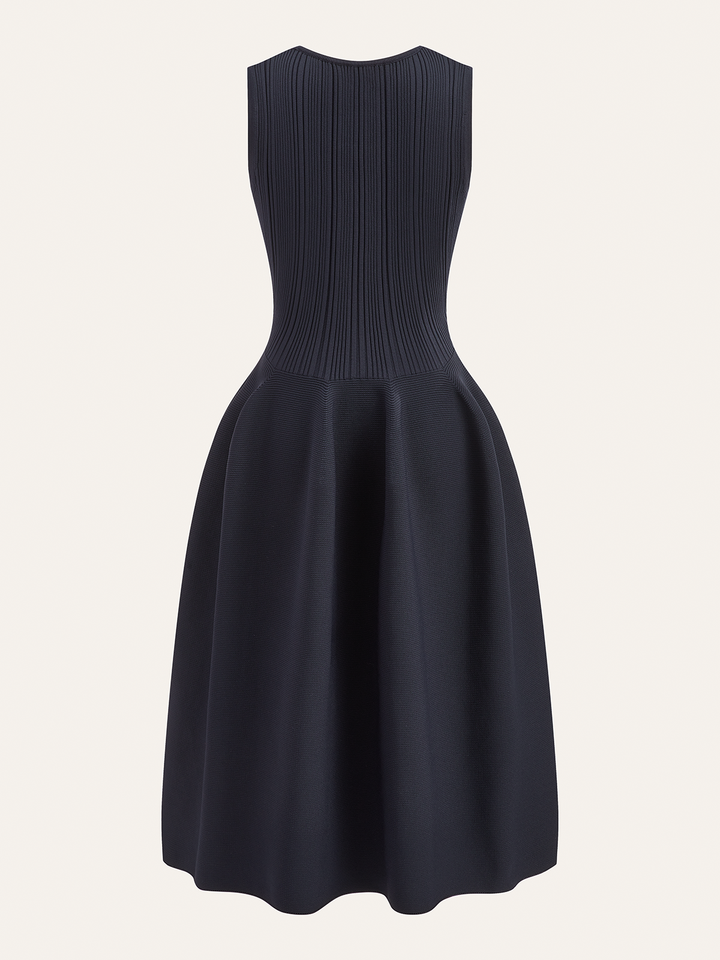 Ribbed Knit Flare Sweater Dress