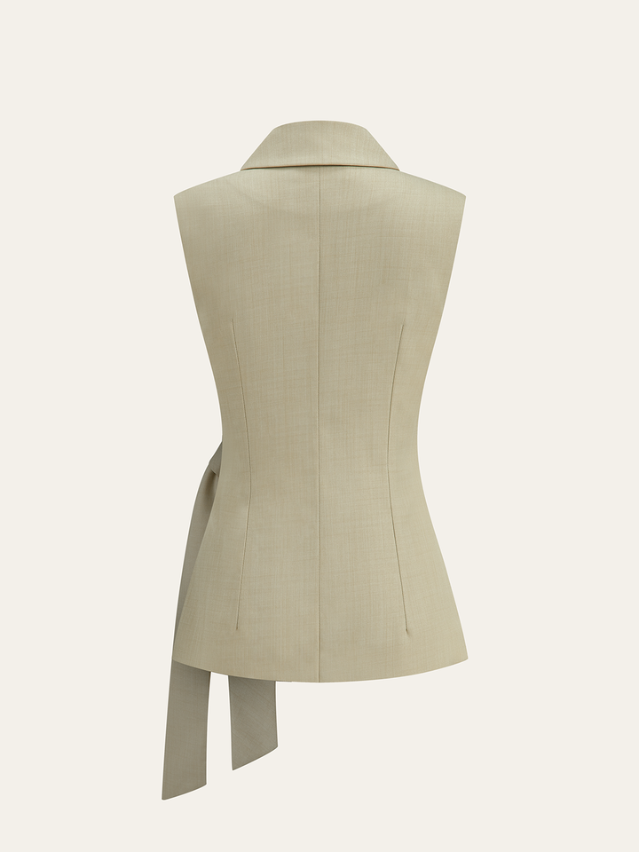 Sleeveless Lapel Tie-Waist Vest