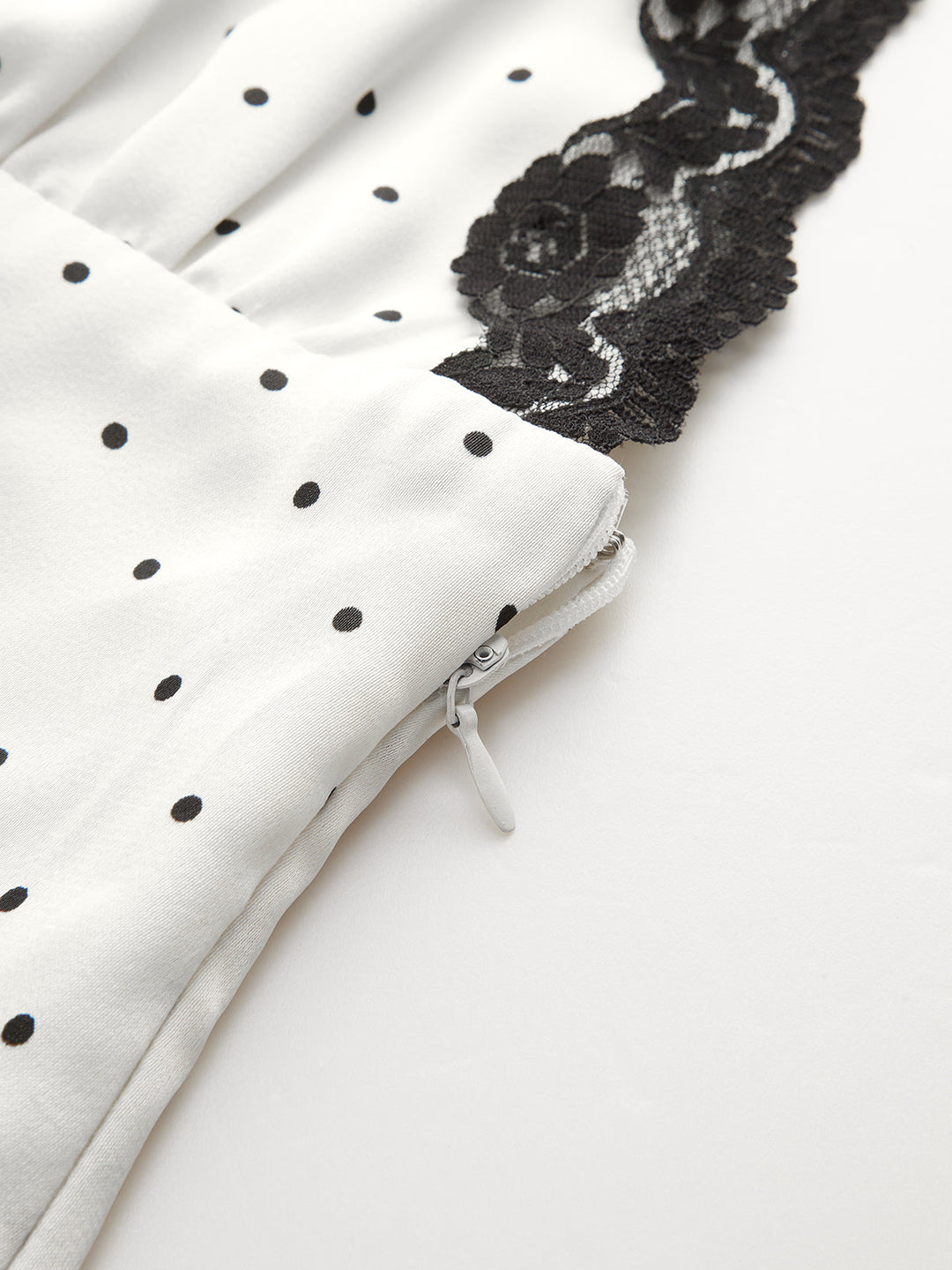 Lace Trim Polka Dot Cami Midi Dress