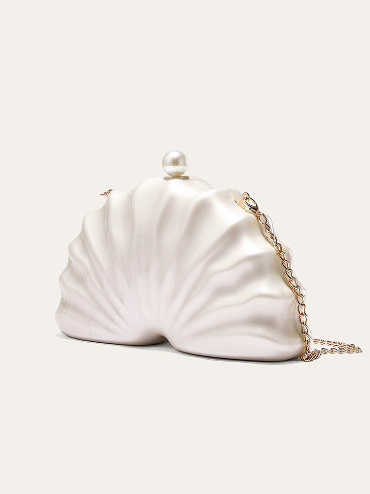 Acrylic Shell Bag with Gold Chain Strap