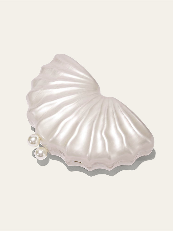 Acrylic Shell Bag with Gold Chain Strap