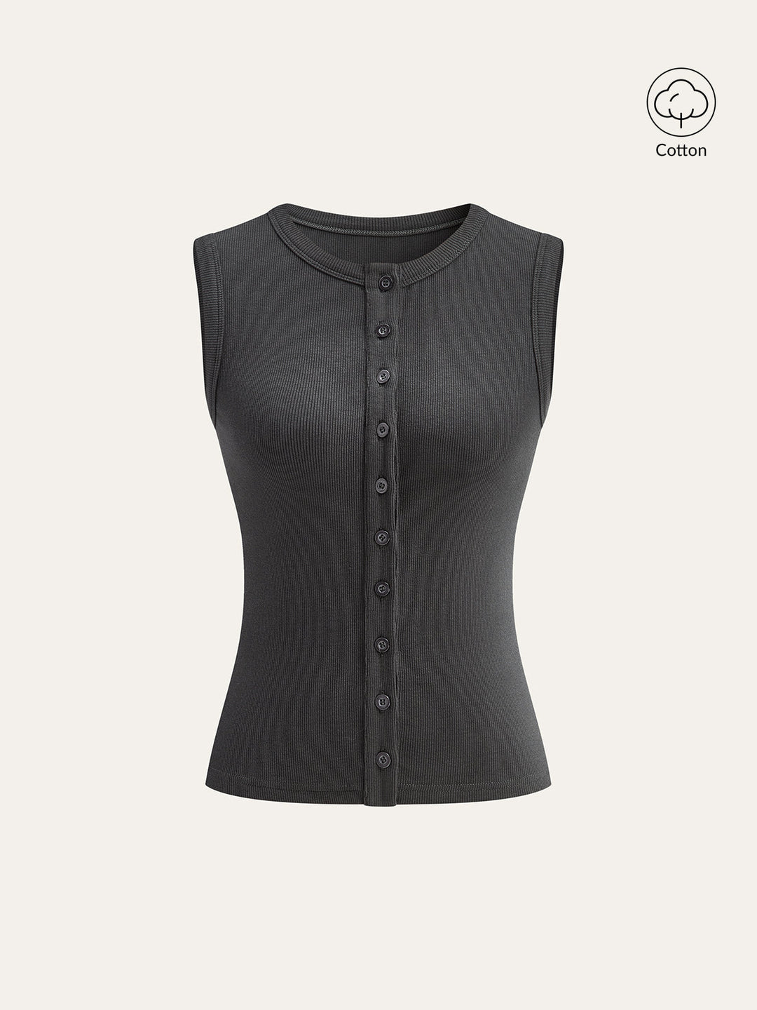 Cotton-Blend Ribbed Button Tank Top