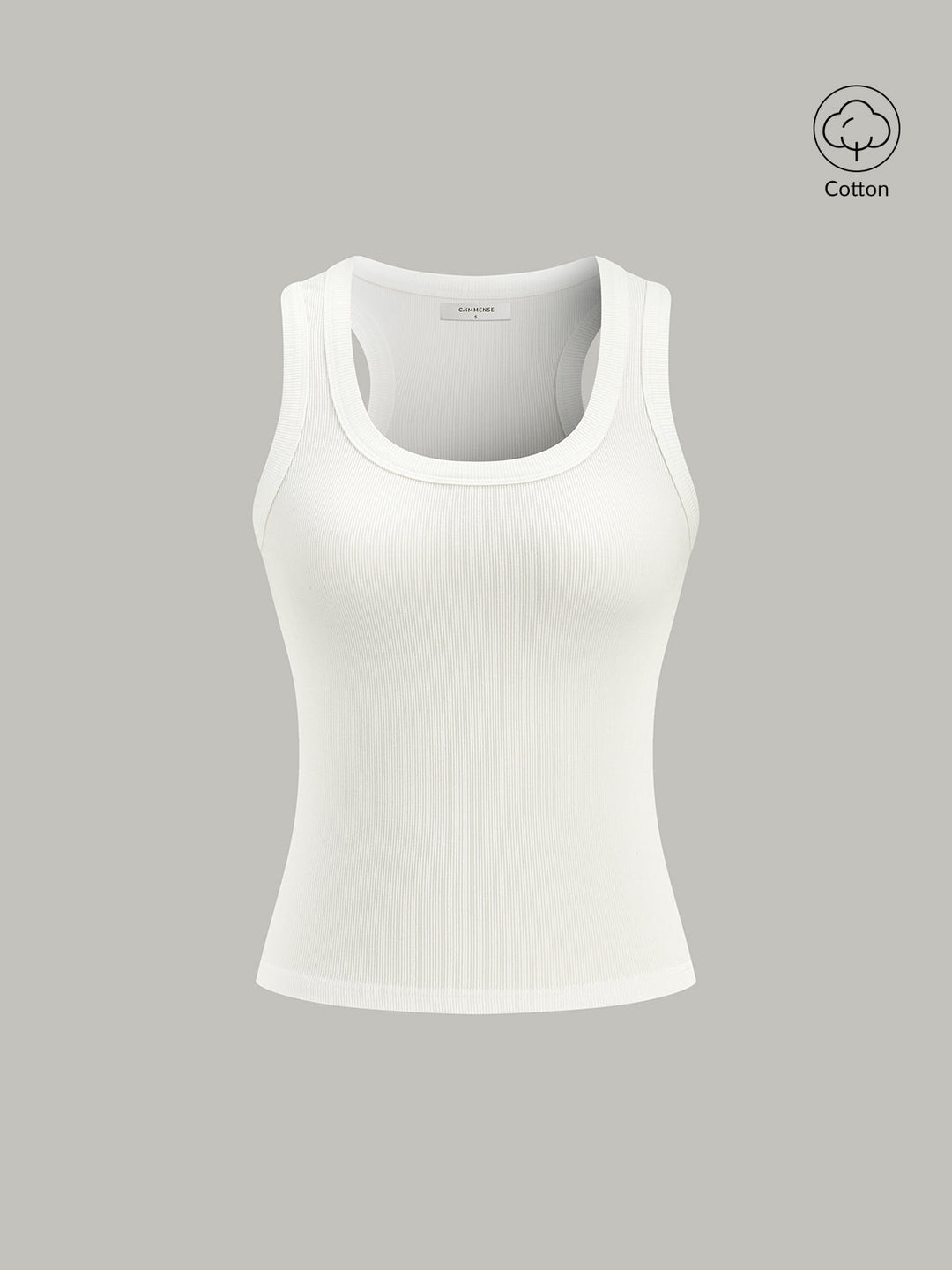 Ribbed Knit Crew Neck Tank Top