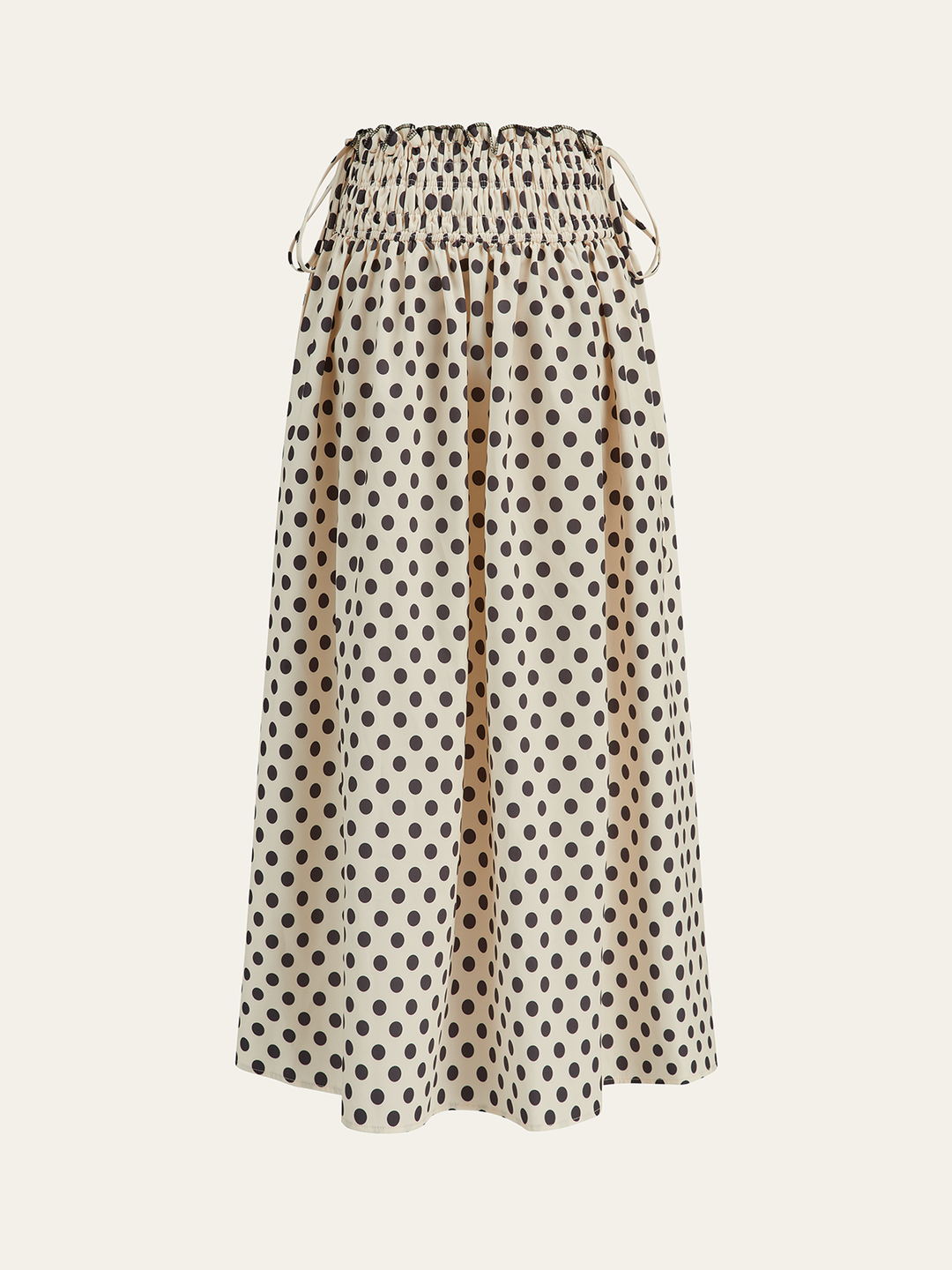 Polka Dot Smocked Waist Midi Skirt