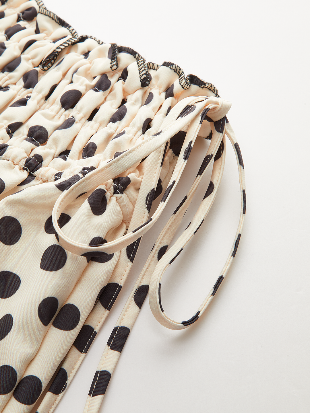 Polka Dot Smocked Waist Midi Skirt