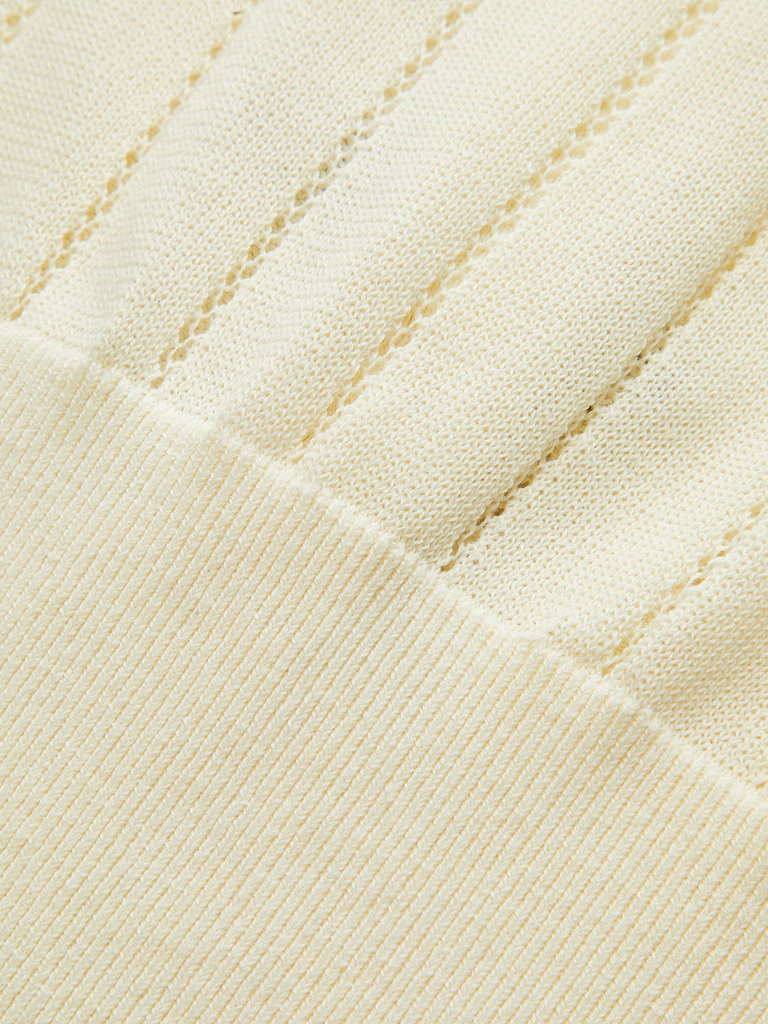 Eyelet-Striped Waist-Cinched Knit Cardigan