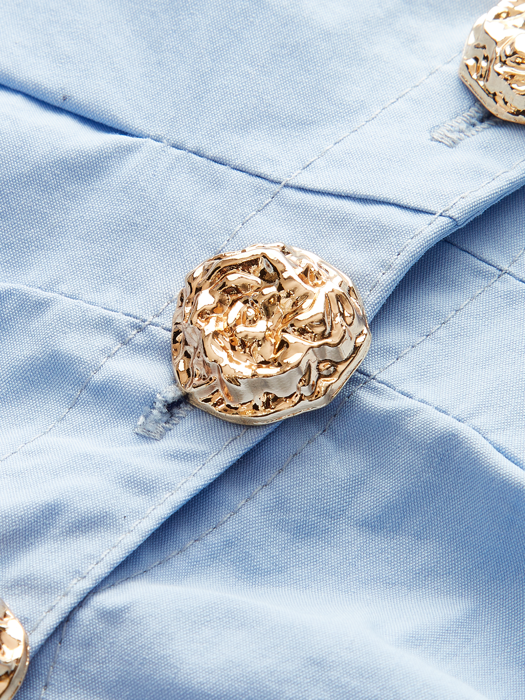 Asymmetric Metal Button Puff-Sleeve Shirt