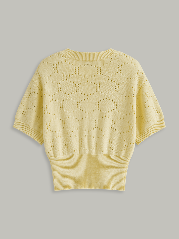 Eyelet Knit Short Sleeve Cardigan