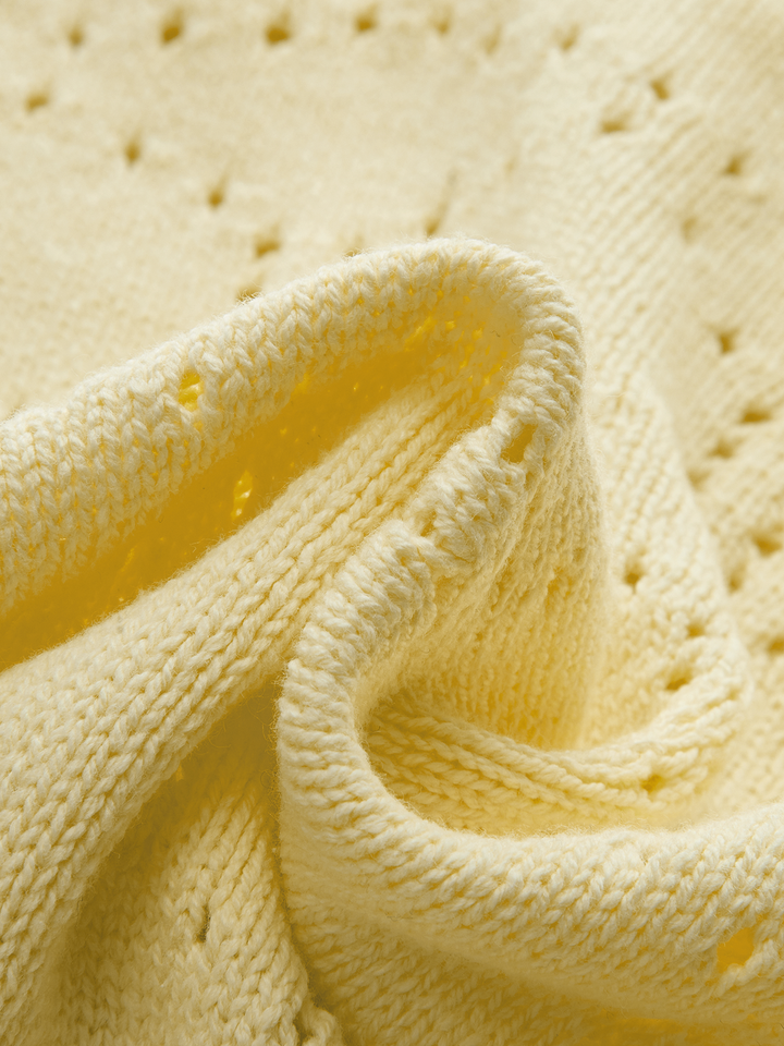 Eyelet Knit Short Sleeve Cardigan