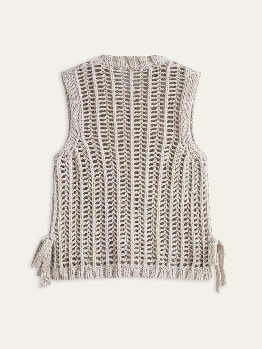 Metal Button Open-Knit Vest
