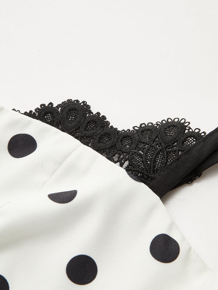 Lace Trim Polka Dot Cami Dress
