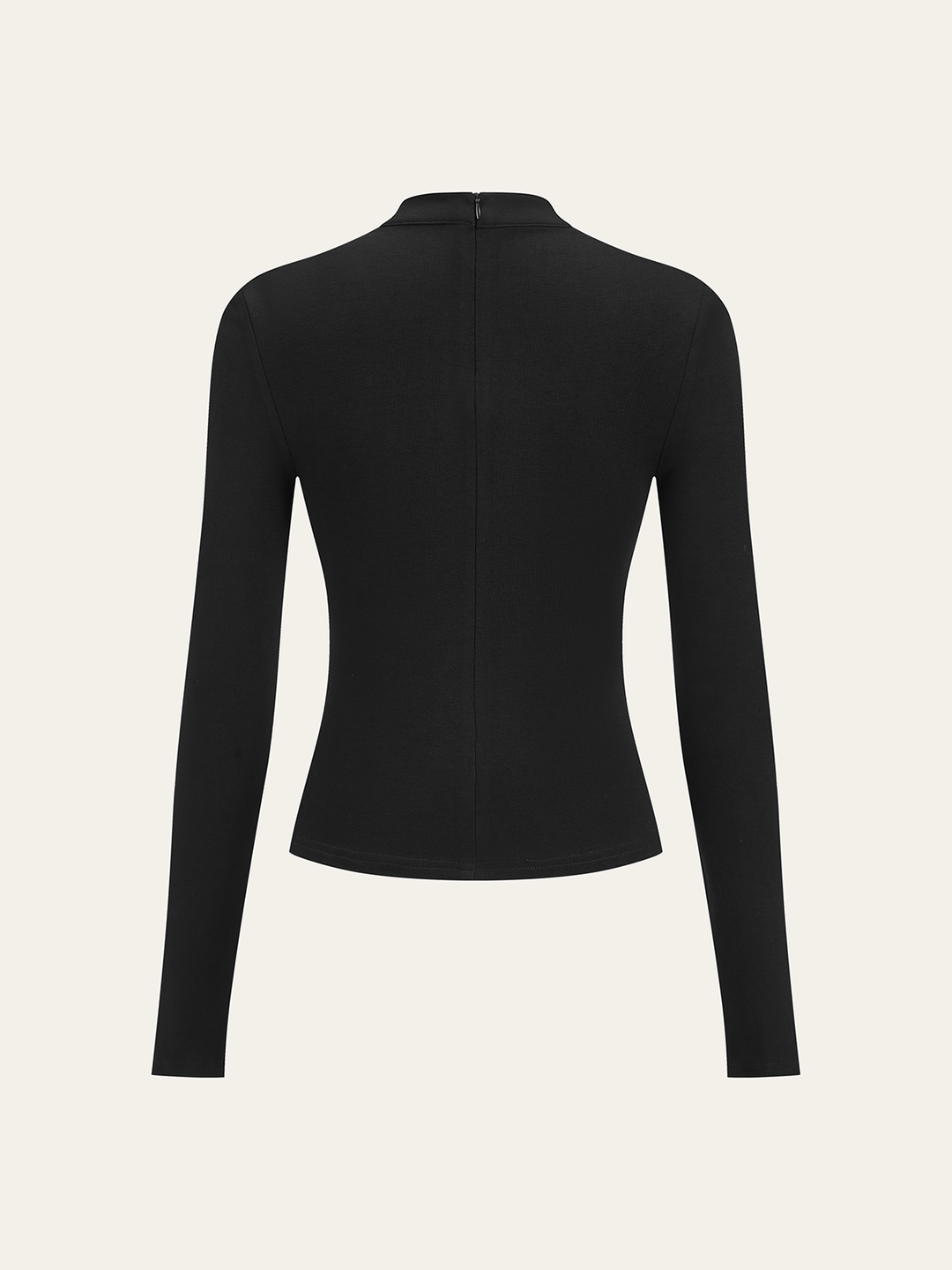 Metal Detail Mock Neck Long Sleeve T-Shirt