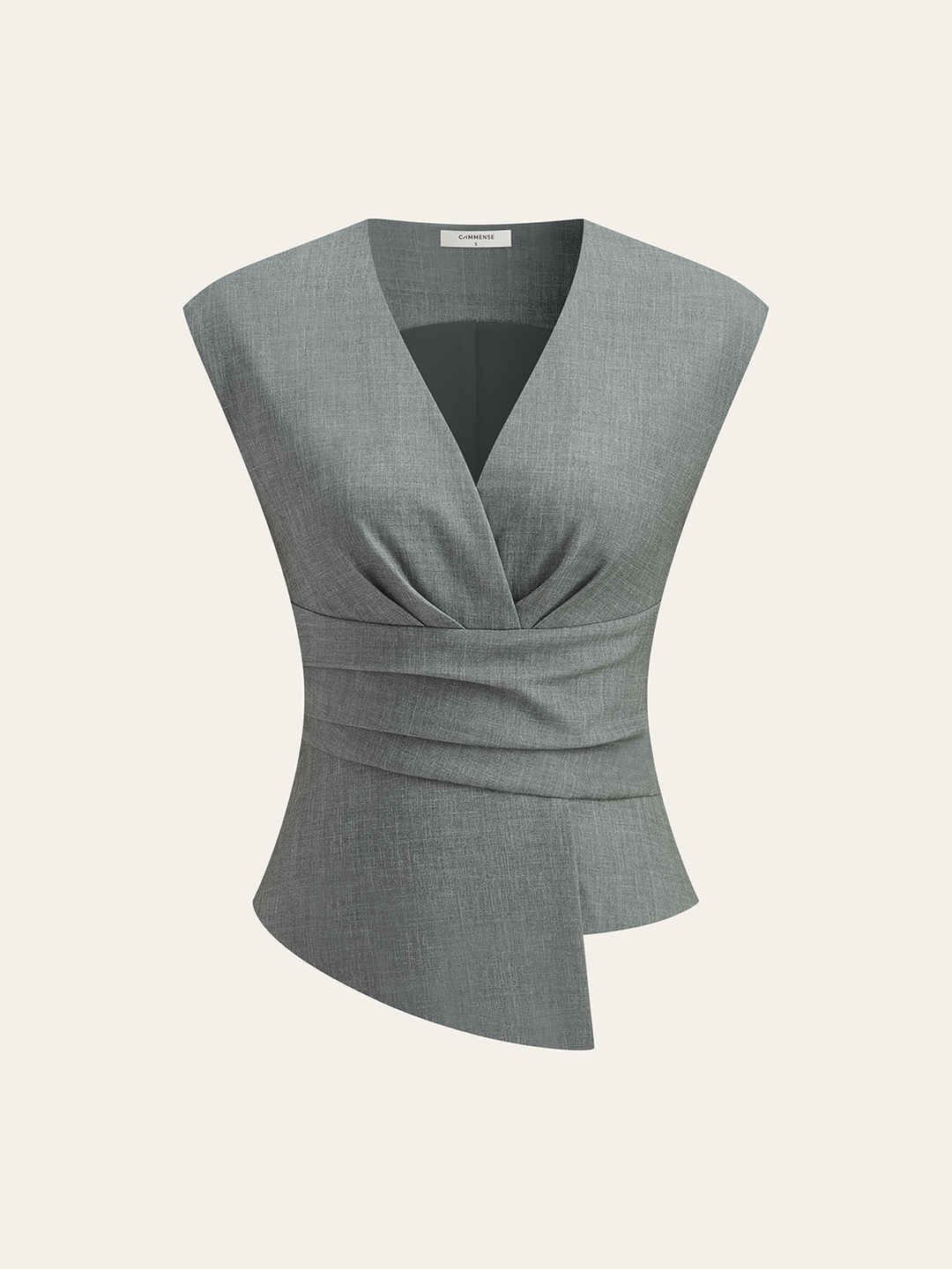 Ruched Waist V-Neck Asymmetric Top