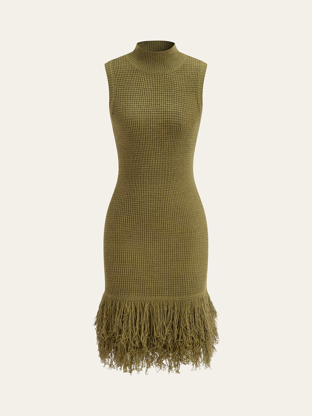 Fringe Hem Sleeveless Knit Dress