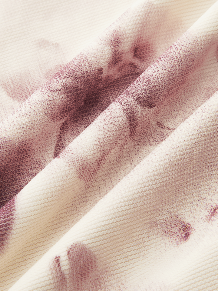 Semi-Sheer One-Shoulder Ruched Floral Print Midi Dress