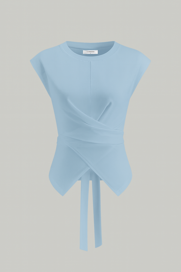 Wrap-Front Tie-Back Top